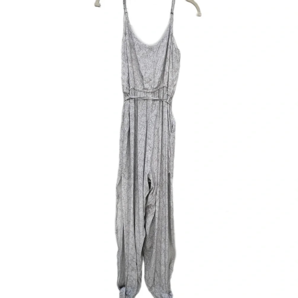 Dress Forum Black White Adjustable Straps Polkadot Jumpsuit Pockets Small - Picture 7 of 13